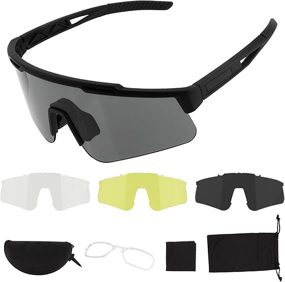 Sports Glasses with 3 Interchangeable Lens UV400 Protection