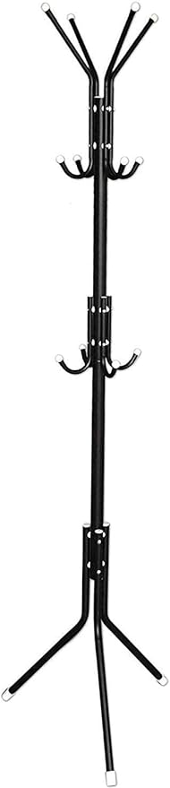 12 Hook Coat Racks Stand Black